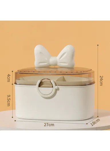 Home PP+ABS Medicine Storage Box Dual-Layer Pill Organization Case Vitamins Medications Organizer (W27 x D18 x H24)cm - White