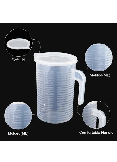 1000ml Transparent Measuring Jug Jar PP Graduated Beaker with Lid for Baking Cooking 