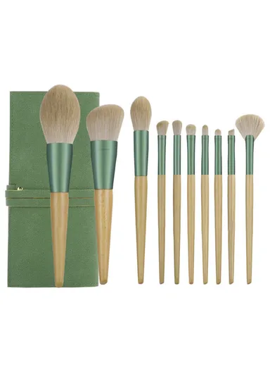 10Pcs Makeup Brushes Synthetic Bristle Brushes With Storage Bag For Eyeshadow Concealer