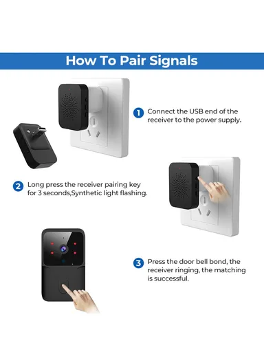 800mAh Tuya Wireless Smart WiFi Doorbell HD Camera USB Home Phone Remote Video Intercom Monitor ML005 - Black