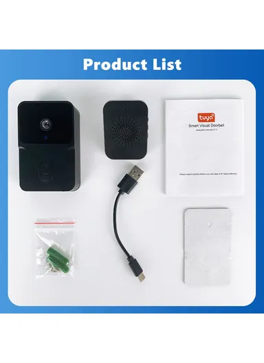 800mAh Tuya Wireless Smart WiFi Doorbell HD Camera USB Home Phone Remote Video Intercom Monitor ML005 - Black