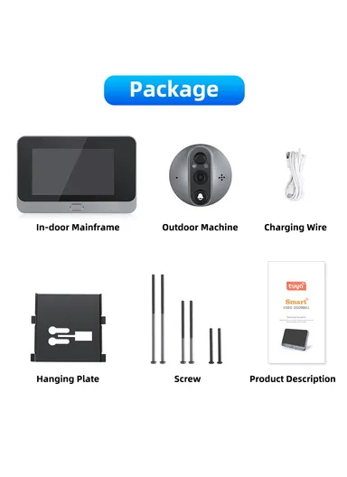 4.3 inch 1080P Peephole Video Doorbell Camera WiFi Viewer Support PIR Motion Detection Night Light W88