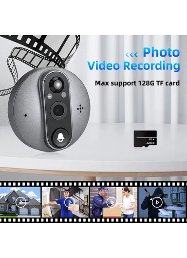 4.3 inch 1080P Peephole Video Doorbell Camera WiFi Viewer Support PIR Motion Detection Night Light W88