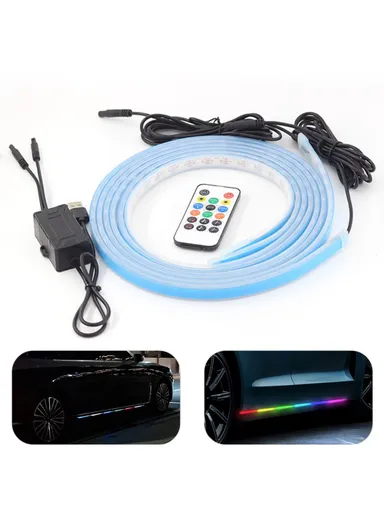 1.5m USB Cable Modified Ambient Light Car Door Outside LED Strip Lights Colorful Voice &amp; RC Control Breathing Running Light E15U
