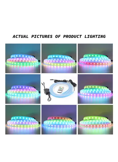 1.5m USB Cable Modified Ambient Light Car Door Outside LED Strip Lights Colorful Voice &amp; RC Control Breathing Running Light E15U