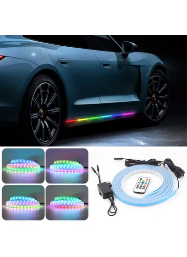 1.5m USB Cable Modified Ambient Light Car Door Outside LED Strip Lights Colorful Voice &amp; RC Control Breathing Running Light E15U
