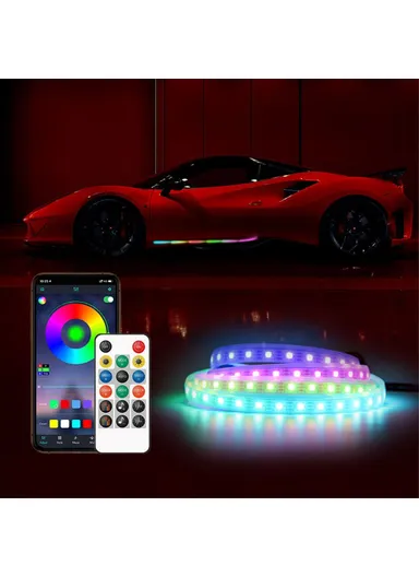 1.5m USB Cable Modified Ambient Light Car Door Outside LED Strip Lights Colorful Voice &amp; RC Control Breathing Running Light E15U
