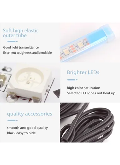 1.5m USB Cable Modified Ambient Light Car Door Outside LED Strip Lights Colorful Voice &amp; RC Control Breathing Running Light E15U
