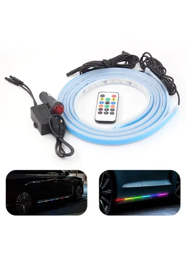 1.5m Cigarette Lighter Cable Door Outside LED Strip Lights Car Colorful Ambient With Lights Voice &amp; RC Control Breathing Running Light E15