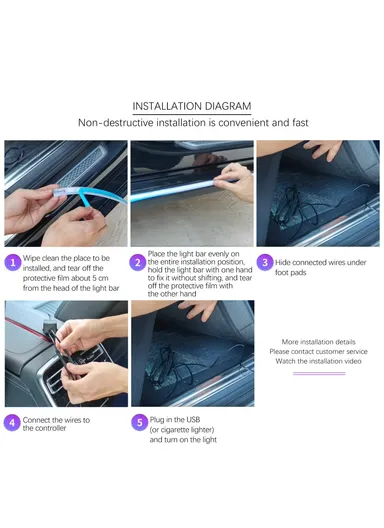 1.5m Cigarette Lighter Cable Door Outside LED Strip Lights Car Colorful Ambient With Lights Voice &amp; RC Control Breathing Running Light E15