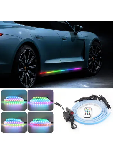 1.5m Cigarette Lighter Cable Door Outside LED Strip Lights Car Colorful Ambient With Lights Voice &amp; RC Control Breathing Running Light E15