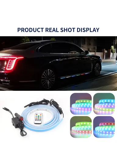 1.5m Cigarette Lighter Cable Door Outside LED Strip Lights Car Colorful Ambient With Lights Voice &amp; RC Control Breathing Running Light E15