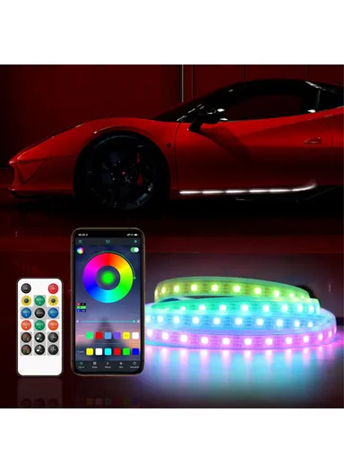 1.5m Cigarette Lighter Cable Door Outside LED Strip Lights Car Colorful Ambient With Lights Voice &amp; RC Control Breathing Running Light E15