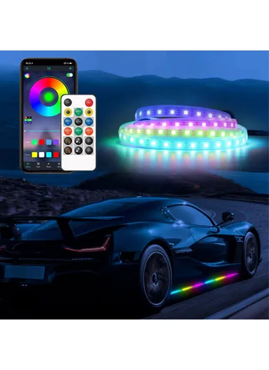 1.5m Cigarette Lighter Cable Door Outside LED Strip Lights Car Colorful Ambient With Lights Voice &amp; RC Control Breathing Running Light E15