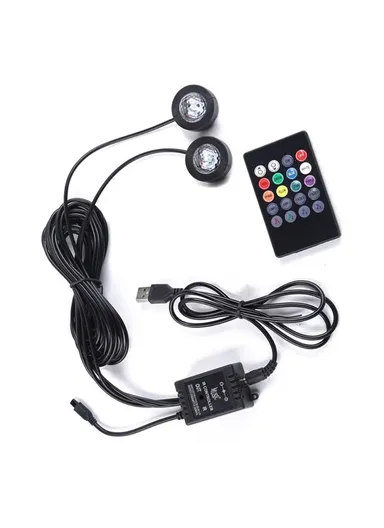 1.5W 5V 2-LEDs USB Powered Car Light Strip Sound-activated Car Footwell Interior Decorative Lamp DX2U