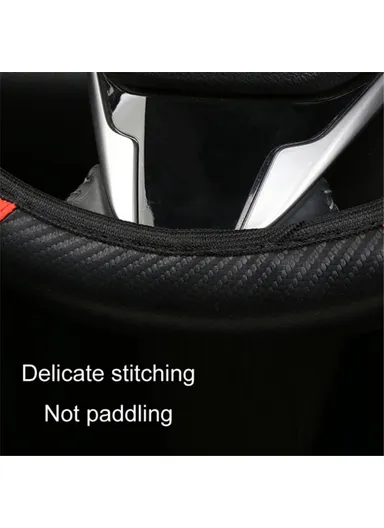38cm Carbon Fiber Texture Car Steering Wheel Cover Leather Anti-skid Wheel Sleeve - Red