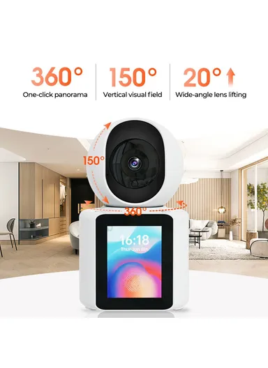 2.8-inch IPS Display AI Camera Monitor Two-Way Video Surveillance Camera APP Control 2.0MP Video Call WiFi IP Camera SXT003 (L9.2 x W7.9 x H15.3)cm - EU Plug
