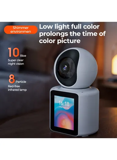 2.8-inch IPS Display AI Camera Monitor Two-Way Video Surveillance Camera APP Control 2.0MP Video Call WiFi IP Camera SXT003 (L9.2 x W7.9 x H15.3)cm - EU Plug