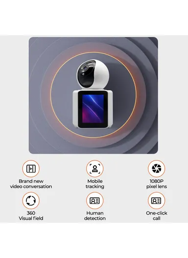 2.8-inch IPS Display AI Camera Monitor Two-Way Video Surveillance Camera APP Control 2.0MP Video Call WiFi IP Camera SXT003 (L9.2 x W7.9 x H15.3)cm - EU Plug