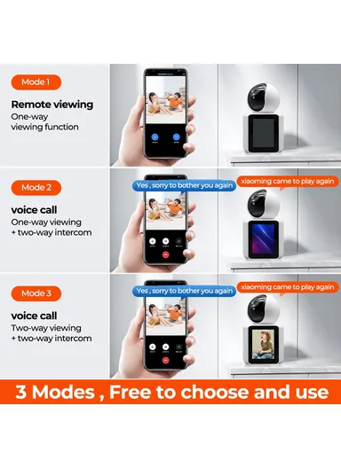 2.8-inch IPS Display AI Camera Monitor Two-Way Video Surveillance Camera APP Control 2.0MP Video Call WiFi IP Camera SXT003 (L9.2 x W7.9 x H15.3)cm - EU Plug