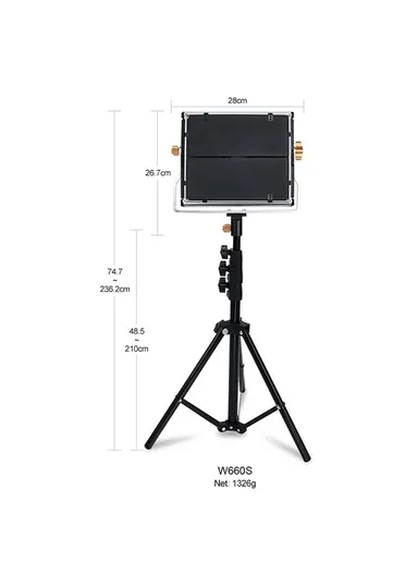 40W LED Video Light With Tripod Stand 3200-6500K Photography Studio Lighting For Video Film Recording W660S - EU Plug