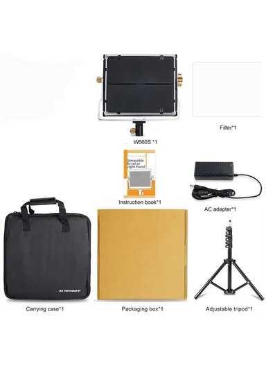 40W LED Video Light With Tripod Stand 3200-6500K Photography Studio Lighting For Video Film Recording W660S - EU Plug