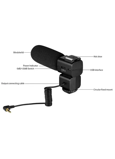 3.5mm Plug Video Recording Shotgun Microphone Noise Reduction Mic For Camera CM520