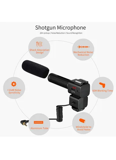 3.5mm Plug Video Recording Shotgun Microphone Noise Reduction Mic For Camera CM520