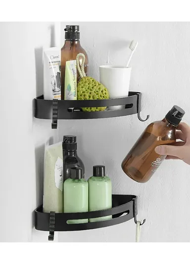 1 Layer Bathroom Shower Gel Shampoo Organizer Kitchen Spice Storage Rack (L29 x W22 x H4.5)cm - Triangle