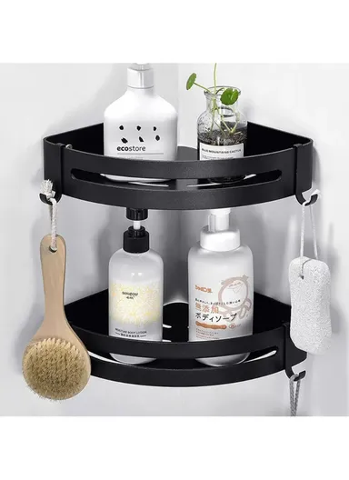 1 Layer Bathroom Shower Gel Shampoo Organizer Kitchen Spice Storage Rack (L29 x W22 x H4.5)cm - Triangle