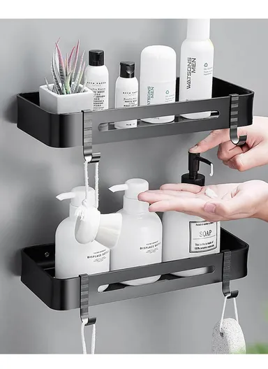 1 Layer Bathroom Shower Gel Shampoo Organizer Kitchen Spice Storage Rack (L12 x W32 x H4.5)cm - Rectangle