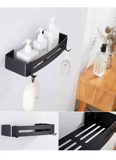 1 Layer Bathroom Shower Gel Shampoo Organizer Kitchen Spice Storage Rack (L12 x W32 x H4.5)cm - Rectangle