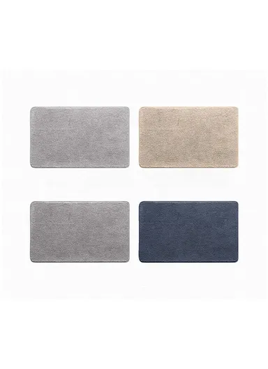 50x80cm Bathroom Rug Household Mat Water Absorption Non-slip Flocking Floor Mat Extra Soft Plush Bath Rug - Khaki