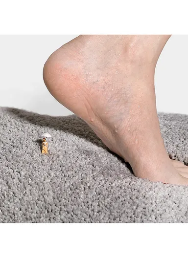 50x80cm Bathroom Rug Household Mat Water Absorption Non-slip Flocking Floor Mat Extra Soft Plush Bath Rug - Khaki