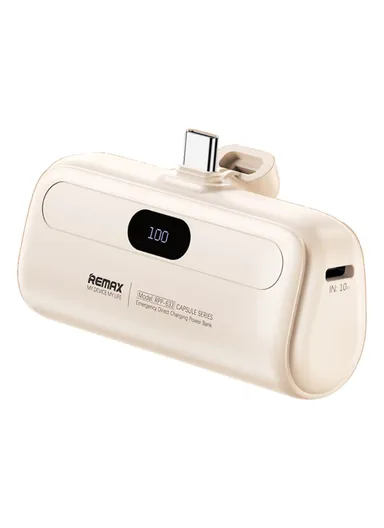 5000mAh Portable Type-C Plug Capsule Power Bank, Emergency Direct Charge Power Bank External Phone Battery RPP-632 - White