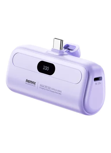 5000mAh Portable Type-C Plug Capsule Power Bank, Emergency Direct Charge Power Bank External Phone Battery RPP-632 - Purple