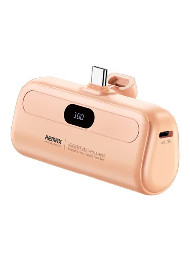 5000mAh Portable Type-C Plug Capsule Power Bank, Emergency Direct Charge Power Bank External Phone Battery RPP-632 - Pink