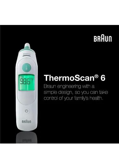 Digital ThermoScan 6 Ear Thermometer With Positioning System &amp; 81 Disposable Lens Filters For Fevers Checking KZ IRT6515MNLA