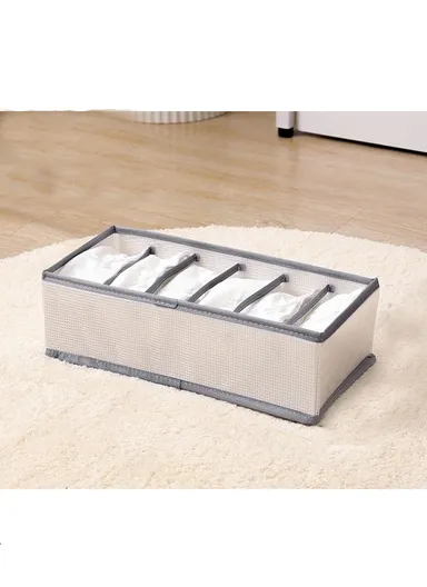 Mesh Nylon Lightweight Portable Clothing Organizer Storage Box With 6 Compartments For Space Saving JY2239 (W32 x D16 x H9.5)cm