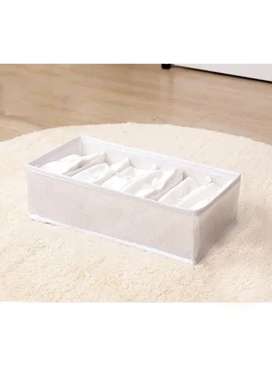 Mesh Nylon Lightweight Portable Clothing Organizer Storage Box With 6 Compartments For Space Saving JY2239 (W32 x D16 x H9.5)cm