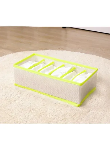 Mesh Nylon Lightweight Portable Clothing Organizer Storage Box With 6 Compartments For Space Saving JY2239 (W32 x D16 x H9.5)cm