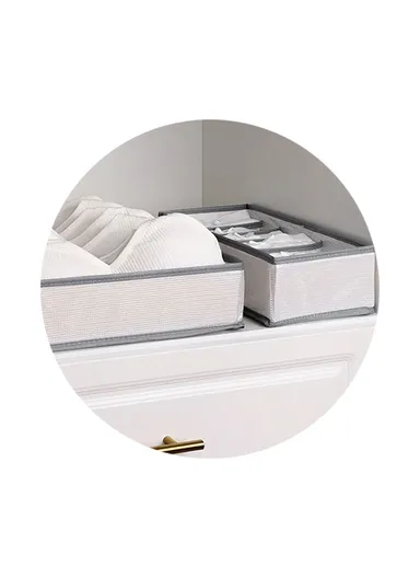 Mesh Nylon Lightweight Portable Clothing Organizer Storage Box With 6 Compartments For Space Saving JY2239 (W32 x D16 x H9.5)cm