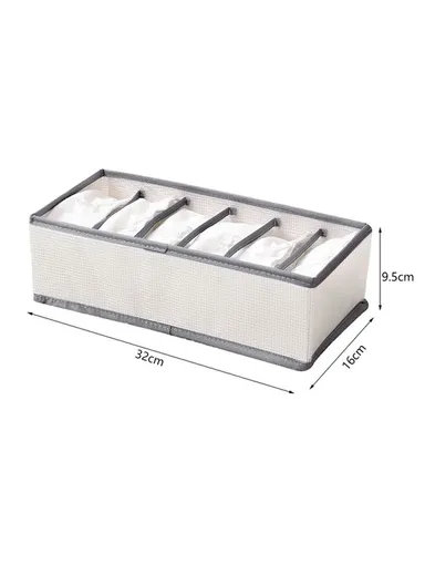 Mesh Nylon Lightweight Portable Clothing Organizer Storage Box With 6 Compartments For Space Saving JY2239 (W32 x D16 x H9.5)cm