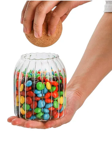 390/670/980ml Kitchen Glass Container with Cork Stopper Ball, Multi-Use Seasoning &amp; Food Storage Container
