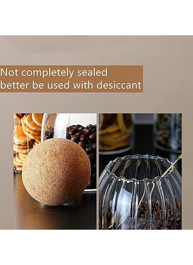 390/670/980ml Kitchen Glass Container with Cork Stopper Ball, Multi-Use Seasoning &amp; Food Storage Container