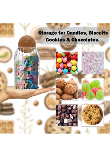 390/670/980ml Kitchen Glass Container with Cork Stopper Ball, Multi-Use Seasoning &amp; Food Storage Container