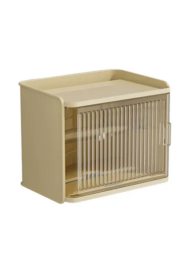 Wall-Mount Suction Toilet Paper Holder Storage Shelf Tissue Box Rack For Home Bathroom W8501 (W18 x D15 x H13.5)cm - Yellow