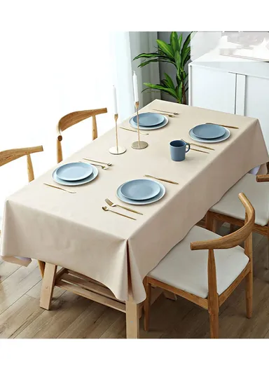 Waterproof &amp; Easy To Wash PEVA Tablecloth For Dining Table (L180 x W240)cm- White