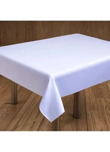 Waterproof &amp; Easy To Wash PEVA Tablecloth For Dining Table (L180 x W240)cm- White