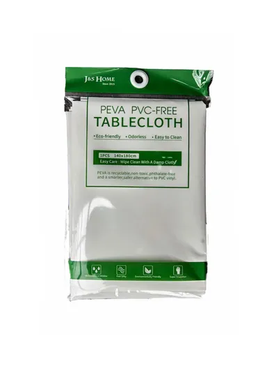 Waterproof &amp; Easy To Wash PEVA Tablecloth For Dining Table (L180 x W240)cm- White